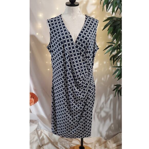 Charter Club Draped Faux Wrap Sleeveless Liquid Knit Stretch Dress Sz 1X Coastal - Picture 1 of 10
